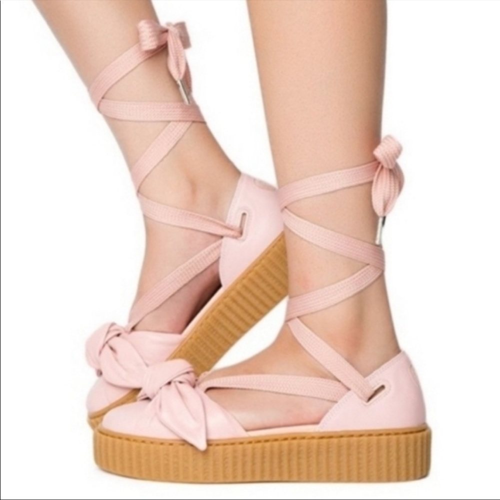 Puma X Fenty By Rihanna Pink Bow Creeper Sandals 6